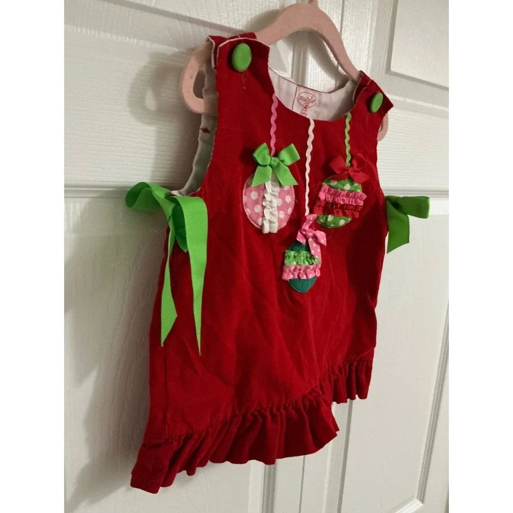 Mud Pie Baby Red Corduroy Christmas Ornament Holiday Dress 12 18 Months‎